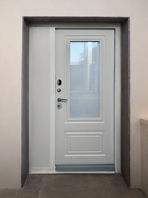 Белая дверь с окном Белая дверь с окном